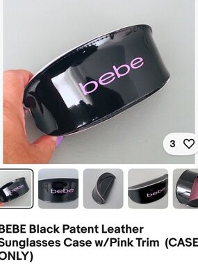 bebe Black Patent Sunglasses Case with Pink Logo